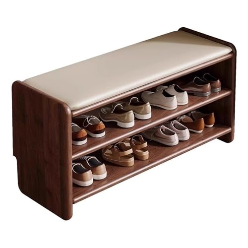 Xumh2024-3 Stabile Unterstützung Eleganter Schuhschrank aus Massivholz for Eingangsbereiche. Geräumiges Schuhregal mit sanft abgerundeten Ecken.(80cm) von Xumh2024-3