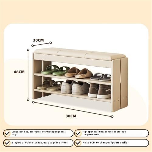 Xumh2024-3 Stabile Unterstützung Massivholz Schuhwechselhocker Haushaltseingang Softbag Schrank Aufbewahrungsbank(80CM) von Xumh2024-3