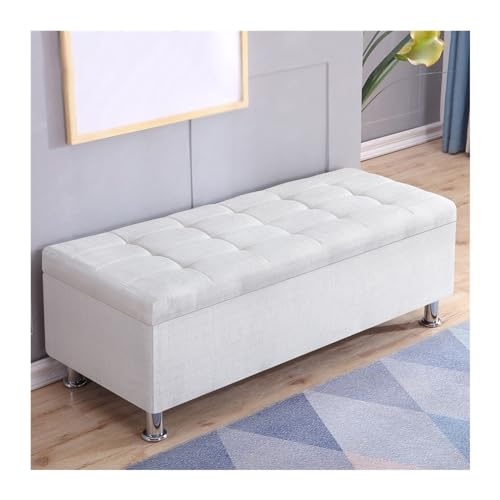 Xumh2024-3 Stabile Unterstützung Rechteckiger Sofahocker, Schuhputzhocker, Nachttischhocker, multifunktionaler Aufbewahrungshocker, Hocker for Ankleidezimmer, Umkleidekabine(Weiß,110 * 40 * 40cm) von Xumh2024-3