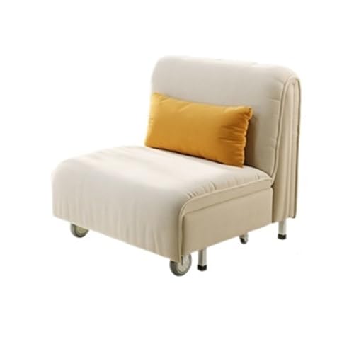 Xumh2024-3 Umwandelbarer Sofasessel Klappbares Schlafsofa, Schlafsofa-Stuhl, gepolsterter Einzelsofa-Stuhl mit Rad, Gästebett for Wohnzimmer, Heimbüro(Weiß,80cm) von Xumh2024-3