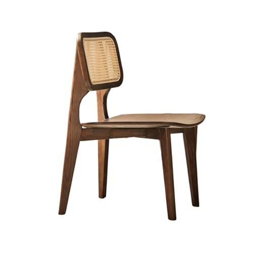 Xumh2024-3 Zuhause Balkon Esszimmerstuhl aus Massivholz mit Rückenlehne aus Rattangeflecht – moderner Stil – ideal for den Einsatz im Restaurant zu Hause Draußen Chair Sitz(Bruin) von Xumh2024-3