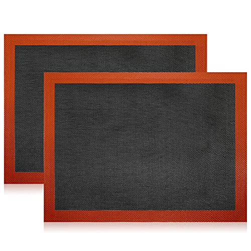 Silikon Backmatte, 2 Stück Antihafte Backunterlage Silikonmatte, Wiederverwendbar Rutschfestes Silikonmatte Baking Mat Dauerbackmatte ​für Macarons/Keks/Kuchen/Brot/Pizza Matte (40 x 30 cm) (Schwarz) von XunHe