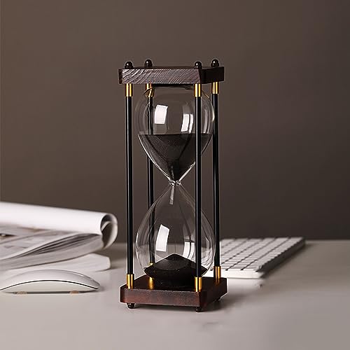 Große Sanduhr,Sanduhr-Timer 45 Minuten,Anti Fall,Vintage-Holz-Sanduhr-Timer,Geeignet als Bürodekoration,Küchentimer,Kinderputztimer,Eieruhren（Schwarzer Sand,Blauer Sand,rosa Sand von XunZheng