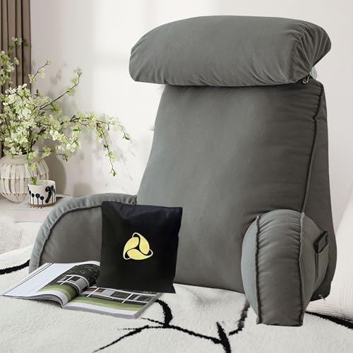 Rückenkissen für Bett Waschbarer, Ergonomisches Bett Rückenlehne, Lesekissen für Bett und Sofa mit Armlehnen/Nacken, Sitzkissen Bett, Bett Kissen Rückenkissen für Erwachsene beim 75cm×40cm×58cm von XunZheng