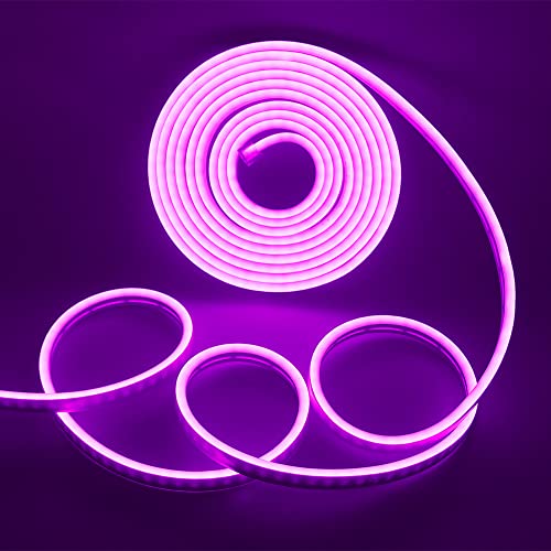 XUNATA Neon LED Streifen, 5M 12V 2835 600Leds LED Strip Wasserdicht Diffusion Flexibel LED Lichtband Schlauch+5A Netzteil (Violett) von XUNATA