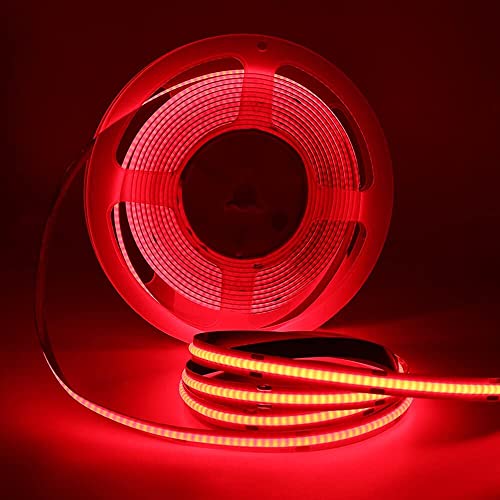 XUNATA USB Dimmbar COB LED Streifen, 320 LEDs/m Superhell Hohe Dichte Selbstklebend Flexibles 5V COB LED Lichtband Strip für Schlafzimmer Küche Home Innendekoration (Rot, 0.5M) von XUNATA