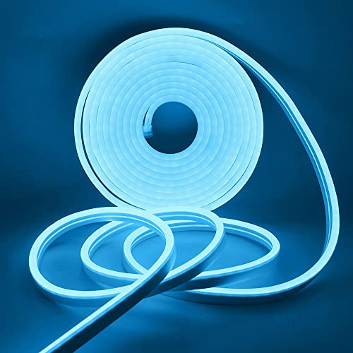 XUNATA USB LED Strip Mit Schalter, 5V 2835 120leds/m Neon Schlauch Diffusion Wasserdicht Flex LED Lichtband Streifen (Eisblau, 5M) von XUNATA