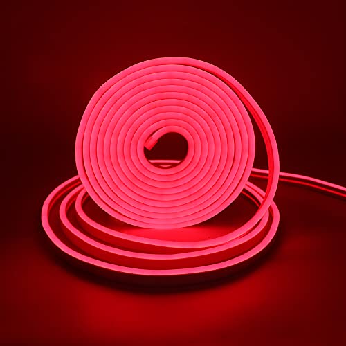 XUNATA USB Neon LED Strip mit Schalter, 5V 2835 120leds/m Neon Schlauch Diffusion Wasserdicht Neon Flex LED Lichtband Streifen (Rot, 1M) von XUNATA