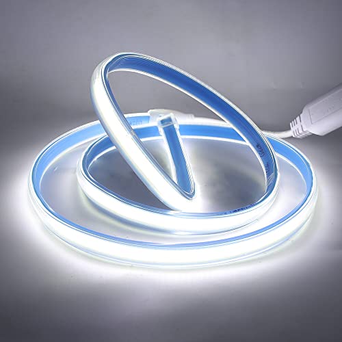 XUNATA 220V COB LED Streifen 280leds/m Superhell Hohe Dichte, Kein Bleidraht, Flexibles COB LED Lichtband Strip für Schlafzimmer Küche Home Innendekoration (Weiß, 10M) von XUNATA