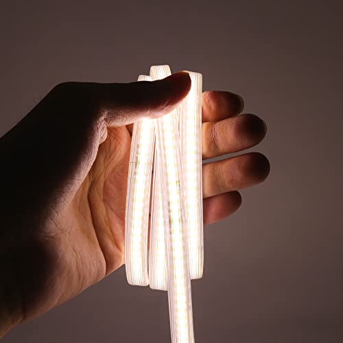 XUNATA 230V COB LED Streifen (Alle 10cm schneiden), 240leds/m Superhell Hohe Dichte, Flexibles COB LED Lichtband Strip für Home Innendekoration (Natural White, 10M) von XUNATA