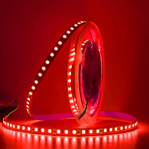 XUNATA LED Strip 5M Rot, 12V 2835 SMD 600 LEDs Super Hell LED Band Selbstklebend LED Stripe Leiste Lichtband Innenbeleuchtung für Küche,unter Schrank,Party,Haus,Weihnachten Deko (Rot) von XUNATA