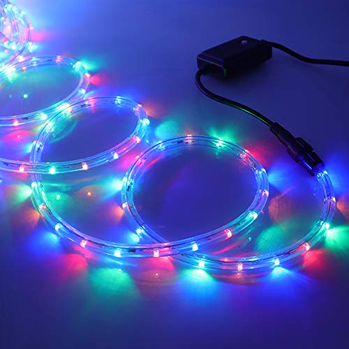 XUNATA 220V LED Lichterschlauch Licht Leiste 36LEDs/m IP65 Wasserdicht Schlauch Seil Lichter mit Controller für Innen Außen Garten Party Weihnachten Deko (Mehrfarbig, 5M) von XUNATA