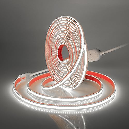 Xunata COB LED Streifen, 230V 288leds/m Superhell Hohe Dichte, Flexibles Selbstklebend COB LED Lichtband Strip für Heim DIY Festival Dekoration (Weiß, 1M) von XUNATA