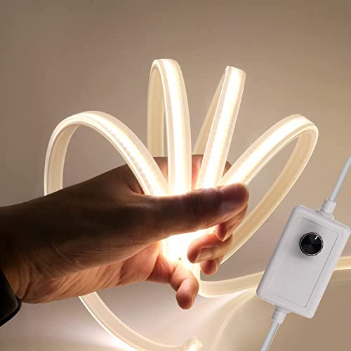 XUNATA Dimmbar 230V COB LED Streifen, 288leds/m Superhell Hohe Dichte, Flexibles COB LED Lichtband Strip für Home Innendekoration (Natürliches Weiß, 13M) von XUNATA
