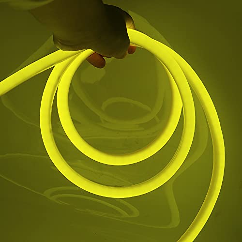 XUNATA Neon LED Strip Streifen Gelb, 12V 2835 120leds/m Diffusion Flex LED Lichtband Schlauch für Küche Stairway Home Weihnachten Party Deko (Gelb, 5M) von XUNATA