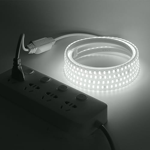 XUNATA Weiß LED Strip Streifen, 230V 2835 SMD 120leds/m IP65 Wasserdicht, Kein Bleidraht, Flexibles LED Leiste Lichtband Strip für Heim DIY Festival Dekoration (1M) von XUNATA