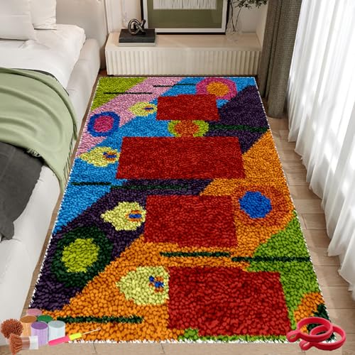 130 x 150 cm Knüpfteppich zum Selber Knüpfen - Knüpfen set Für Kinder Und Erwachsene Kreuzstich Set - Knüpfset Knüpfpackung Zum Selber Knüpfen Teppich - Latch Hook Rug Kits Home Dekor/Geschenk von XungMen