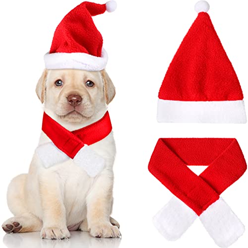 2 Stücke Hund Weihnachten Kostüme Haustier Weihnachtsmütze Schal Katze Weihnachtsmütze Schal Kostüm Haustier Weihnachtsmütze Schal für Haustiere Hunde Katzen Weihnachten Outfits von Xuniea