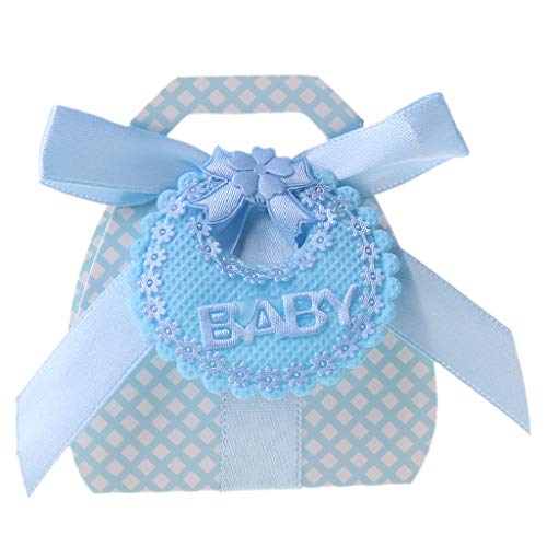 Xuniu 12 Stücke Süßigkeitskästen Mit Band Für Baby Shower Taufe Party Favor Geschenk DIY Blau von Xuniu