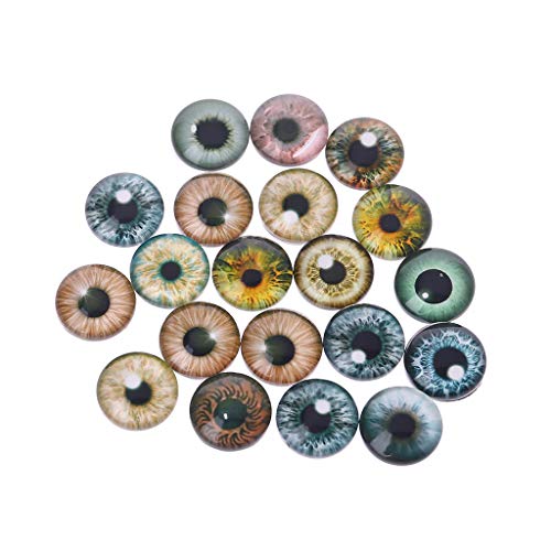 Xuniu 20 Stücke Glas Puppenaugen für DIY Handwerk Augäpfel Für Dinosaurier Auge Zubehör Handgefertigte 8mm / 12mm / 18mm von Xuniu