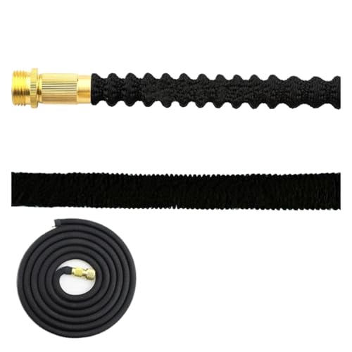 Xuro Ausziehbarer Gartenschlauch – Hochleistungs-4-Lagen-Latexkern mit überragender Festigkeit Wasserschlauch extra starken Messinganschlüssen(2.5m black) von Xuro