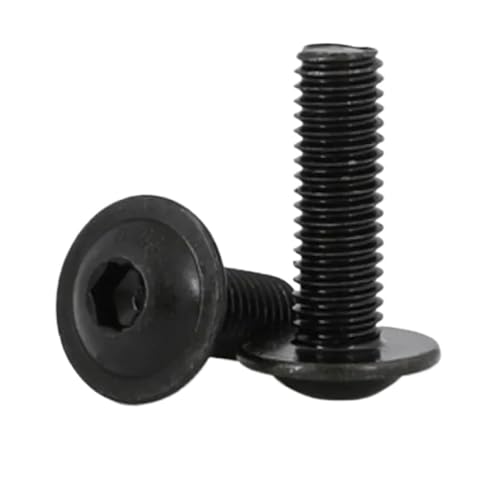 Xuro M2 M3 M4 M5 M6 M8 M10 ISO7380.2 Klasse 10.9 Schwarze Flansch-Halbrundschraube mit Unterlegscheibe und Innensechskant(M2.5X5 50PCS) von Xuro