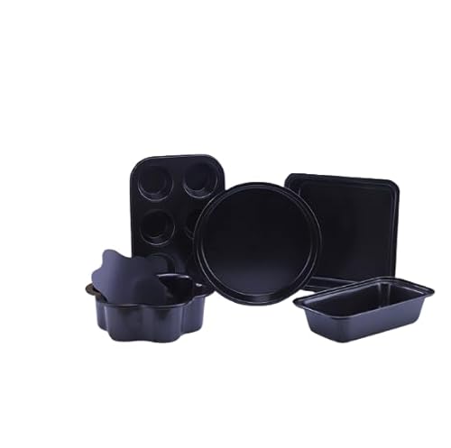 5-teilige Backpfannen Set enthält Cookie Blatt, Kuchenpfannen, Brotpfanne, Pizzapfanne, Antikleber Backwaren Sets Ofenpannen zum Backen von Xusdamyj