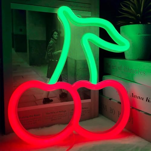 Kirsch-Neonschild, Obst-SIGNS zur Wanddekoration, LED-Schilder fürs Schlafzimmer, USB- oder Batterie-LED-Leuchten, süße Früchte, für Zimmer, Restaurant, Bar von Xusdamyj
