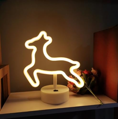 Osterhasen Neon Zeichen Lampe dimmbare LED mit standbarer Basis und berührbarem Schalter, USB oder 3-AA Akku betriebene Neon Zeichen LED Desktop Wanddekoration für Party von Xusdamyj