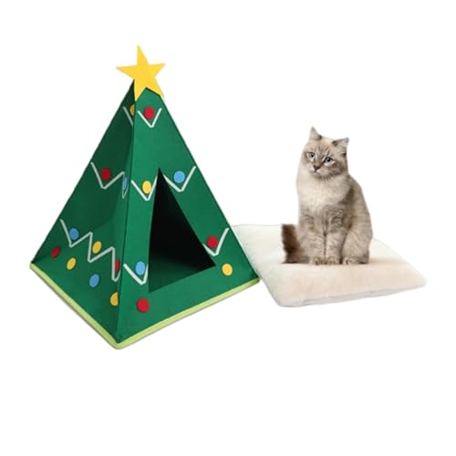 Weihnachtsbaum-Katzenbett für das Haustierzelt im Innenbereich mit abnehmbarem Kissen, Weihnachtshöhlenbetten für Haustiere, Katzen und Hunde Weihnachtsbaum-Katzenbett für das Haustierzelt im Innenbereich mit abnehmbarem Kissen, Weihnachtshöhlenbetten für Haustiere, Katzen und Hunde von Xusdamyj