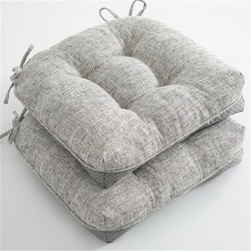 Xusdamyj 40x40cm Stuhlkissen, 2er Set Sitzkissen für Esszimmerstühle, Stuhlpolster mit Bändern, rutschfeste Stuhlkissen für Küchensitze und Schreibtische im Innenbereich, Dunkelgrau von Xusdamyj