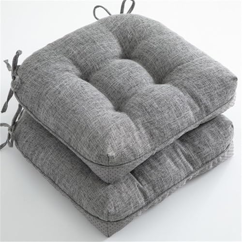 Xusdamyj 40x40cm Stuhlkissen, 2er Set Sitzkissen für Esszimmerstühle, Stuhlpolster mit Bändern, rutschfeste Stuhlkissen für Küchensitze und Schreibtische im Innenbereich, Hellgrau von Xusdamyj