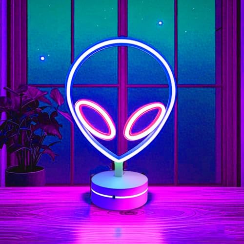 Xusdamyj Alien Neon Zeichen Lampe Lampe dimmbare LED mit standbarer Basis und berührbarem Schalter, USB oder 3-AA Batterie betriebene Neon Zeichen LED Desktop Wanddekoration für Party Xusdamyj Alien Neon Zeichen Lampe Lampe dimmbare LED mit standbarer Basis und berührbarem Schalter, USB oder 3-AA Batterie betriebene Neon Zeichen LED Desktop Wanddekoration für Party von Xusdamyj