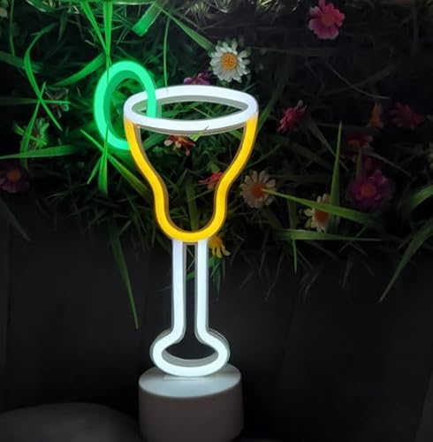 Xusdamyj Bier Neon Zeichen, dimmbare LED Bar mit Standable Base und berührbarer Schalter, USB oder 3-AA Akku betriebene Neon Zeichen LED Desktop Wanddekoration für Party, Cocktailbar, Pub von Xusdamyj