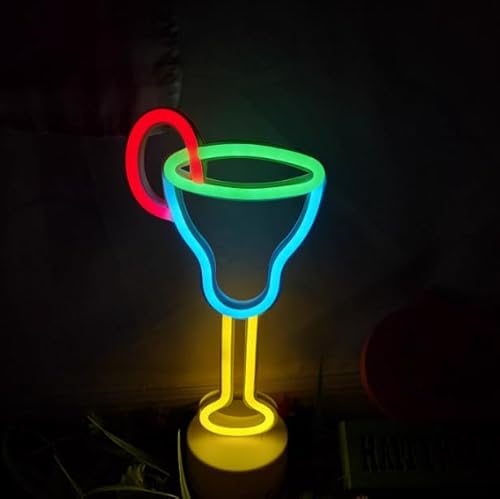 Xusdamyj Bier Neon Zeichen, dimmbare LED Bar mit Standable Base und berührbarer Schalter, USB oder 3-AA Akku betriebene Neon Zeichen LED Desktop Wanddekoration für Party, Cocktailbar, Pub von Xusdamyj
