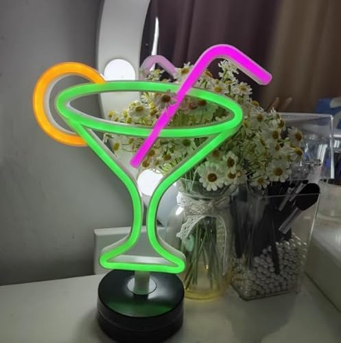 Xusdamyj Bier Neon Zeichen, dimmbare LED Bar mit Standable Base und berührbarer Schalter, USB oder 3-AA Akku betriebene Neon Zeichen LED Desktop Wanddekoration für Party, Cocktailbar, Pub von Xusdamyj