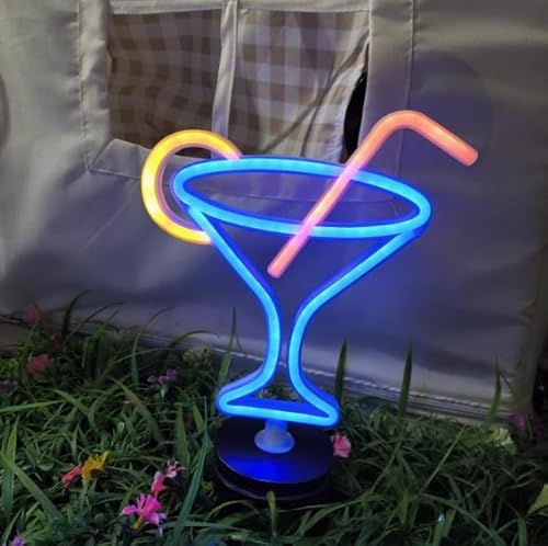 Xusdamyj Bier Neon Zeichen, dimmbare LED Bar mit Standable Base und berührbarer Schalter, USB oder 3-AA Akku betriebene Neon Zeichen LED Desktop Wanddekoration für Party, Cocktailbar, Pub von Xusdamyj