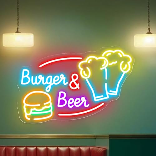 Xusdamyj Burger & Bier Neon Schild, Custom Hamburger Snack Bar LED Neon Nacht Home Wand Dekor Fast Food Coffee Shop Restaurant Pub Business Dekoration Xusdamyj Burger & Bier Neon Schild, Custom Hamburger Snack Bar LED Neon Nacht Home Wand Dekor Fast Food Coffee Shop Restaurant Pub Business Dekoration von Xusdamyj
