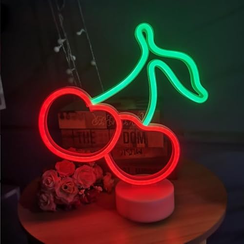 Xusdamyj Cherry Neon Sign Lampe dimmbare LED mit standbarer Basis und berührbarem Schalter, USB oder 3-AA Akku betriebene Neon Zeichen LED Desktop Wanddekoration für Party Xusdamyj Cherry Neon Sign Lampe dimmbare LED mit standbarer Basis und berührbarem Schalter, USB oder 3-AA Akku betriebene Neon Zeichen LED Desktop Wanddekoration für Party von Xusdamyj