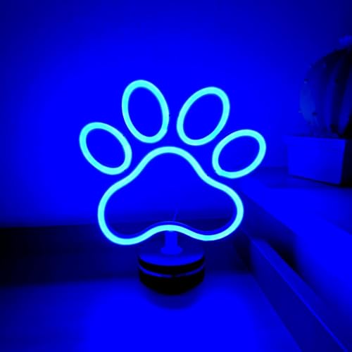 Xusdamyj Dog Paw Neon Sign Lampe dimmbare LED mit Standable Base und Touchable Switch, USB oder 3-AA Batterie betriebene Neon Zeichen LED Desktop Wanddekoration für Party von Xusdamyj