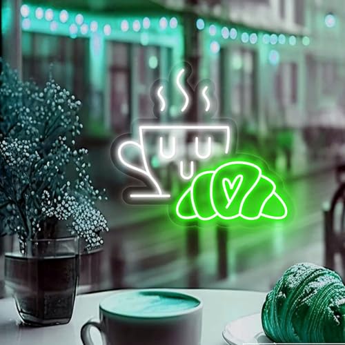 Xusdamyj Kaffee & Croissant LED Neon Schild, Personalisierte Kaffeebar Shop Café Bäckerei Dekoration Neon Licht Kaffeetasse Home Bar Wanddekoration Kaffeeliebhaber Geschenk Xusdamyj Kaffee & Croissant LED Neon Schild, Personalisierte Kaffeebar Shop Café Bäckerei Dekoration Neon Licht Kaffeetasse Home Bar Wanddekoration Kaffeeliebhaber Geschenk von Xusdamyj