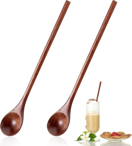 Xushengsheng 2 lange Holzlöffel, Holzhoniglöffel, 7,8-Zoll-Holz-Kaffeerührer, Holzrührlöffel für Lebensmittel Xushengsheng 2 lange Holzlöffel, Holzhoniglöffel, 7,8-Zoll-Holz-Kaffeerührer, Holzrührlöffel für Lebensmittel von Xushengsheng