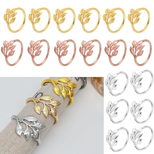 18 Stück Blattform Napkin Rings, Metall Servietten Schnallen, Serviettenringe Silber, für Tischdekorationen, Serviettenhalter für Stoffservietten Verzierung für Hochzeit Weihnachten Abendessen 18 Stück Blattform Napkin Rings, Metall Servietten Schnallen, Serviettenringe Silber, für Tischdekorationen, Serviettenhalter für Stoffservietten Verzierung für Hochzeit Weihnachten Abendessen von Xusxes