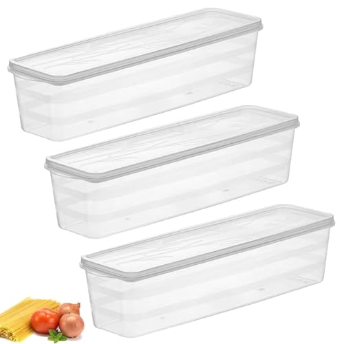 Xusxes 3 Stück Food Storage Containers Spaghetti Aufbewahrung Storage Boxes For Pasta Vorratsdosen Luftdicht Set Geeignet zum Aufbewahren von Nudeln, Sojabohnen, Gewürzen（Transparent） von Xusxes