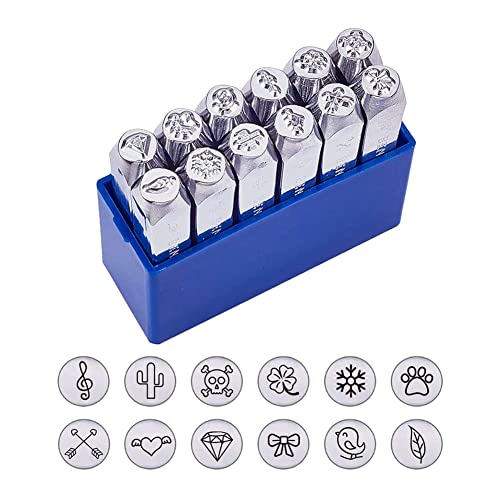 Xusywdm 6 mm Metall Stempel Werkzeug Aluminium Leder Symbol Punze Stempel Stempel Werkzeug Werkzeug für Prägen 12 Modelle Set B von Xusywdm