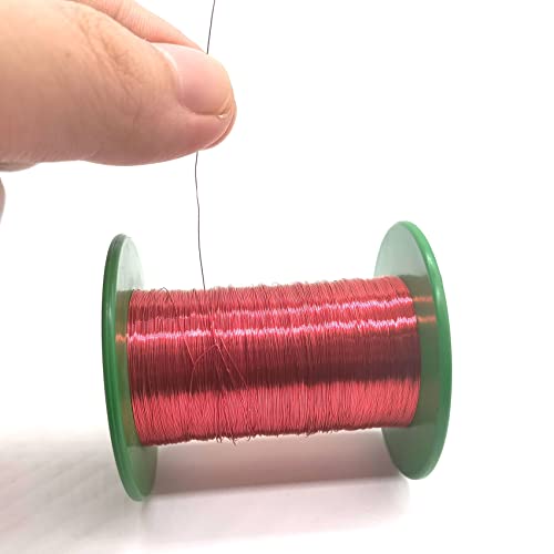 Xuulan 1 mm 0,12 mm 0,05 mm Magnet, emailliertes Wickelkabel, Kupferdraht 36 AWG, 34 AWG, 32 AWG, 30 AWG, roter Kupferdraht Qa-1/155, verwendet for wissenschaftliche Projektanwendungen.(OD 0.45mm) von Xuulan