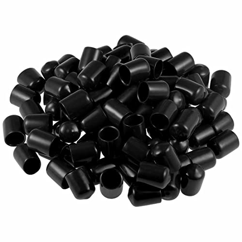 Xuulan 20 STÜCKE Schwarz Rot Vinyl Gummi Runde Endkappe PVC Kunststoff Kabel Draht wasserdichte Abdeckung Gewinde Stahlstange Rohr Rohrkappen Protektoren (Color : Schwarz, Size : 25mmX25mm) von Xuulan
