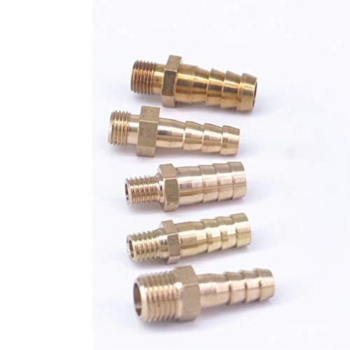 Xuulan Xianglaa-Messing Schlauchtülle, Außengewinde Messing Splicer Kuppler, 5 Schlauchanschluss I/D 2.5mm 3mm 4mm 5mm 6mm 8mm 10mm Metric M5 M6 M8 M10 M12, Hardware Zubehör (Color : M5x0.8 to 6mm) von Xuulan