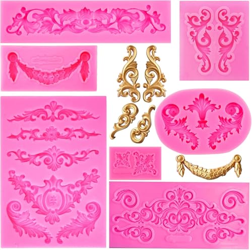 Xuxuejing 7 Stück Barockstil Curlicues Schnörkel Spitze Silikon Fondant Formen Relief Blume Form Filigrane Form 3D geformt für Süßigkeiten Gummy Dekoration Cupcake Topper Schmuck Polymer Clay Xuxuejing 7 Stück Barockstil Curlicues Schnörkel Spitze Silikon Fondant Formen Relief Blume Form Filigrane Form 3D geformt für Süßigkeiten Gummy Dekoration Cupcake Topper Schmuck Polymer Clay von Xuxuejing