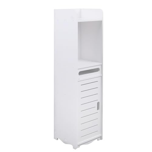Xuyuw Badezimmer-Toiletten Papier Halter Ständer Schrank: Weiße mehrstufige Lager Organization mit Stoff unterstützung-Kompakte Raum lösung von Xuyuw